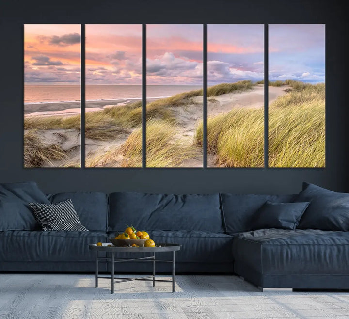 Ocean Beach Wall Art Canvas Print Sunset Artwork Print Coastal Wall Art