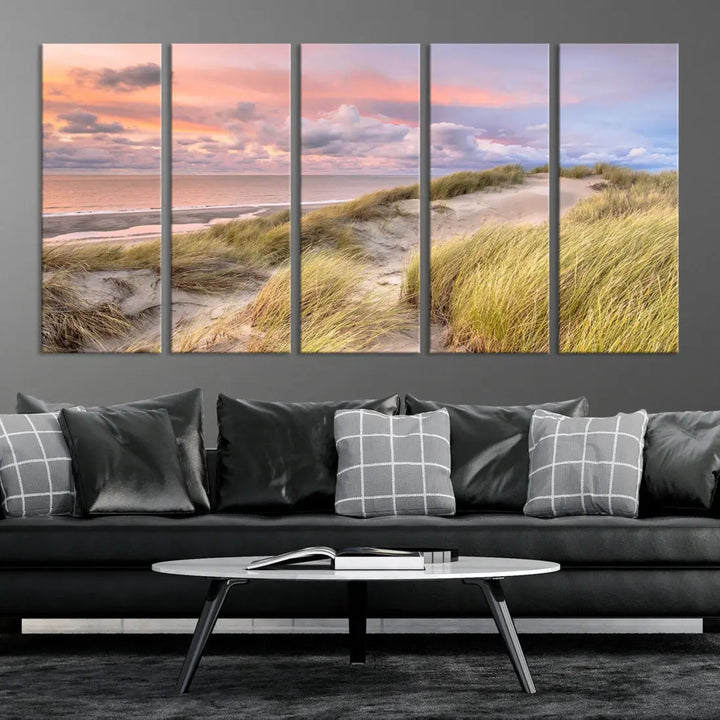 Ocean Beach Wall Art Canvas Print Sunset Artwork Print Coastal Wall Art