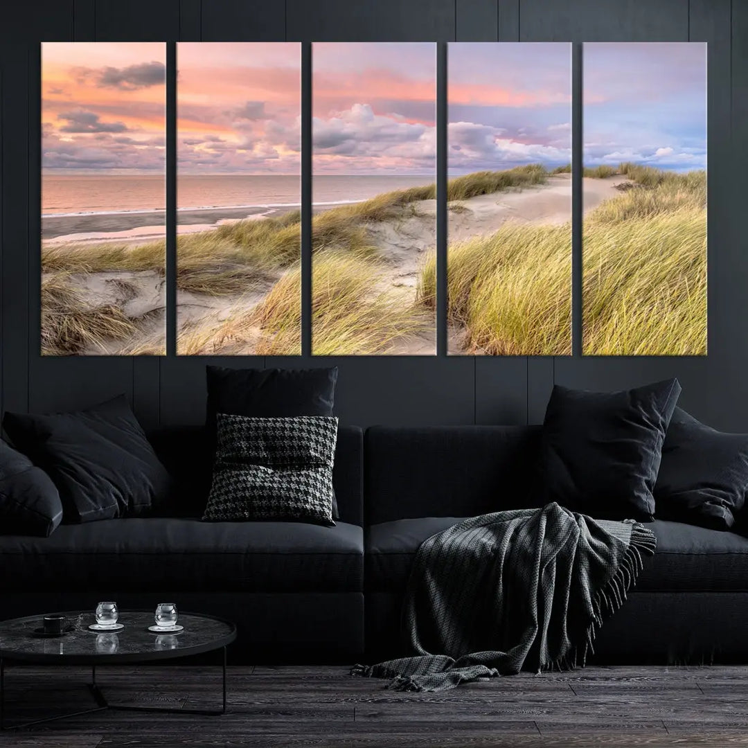 Ocean Beach Wall Art Canvas Print Sunset Artwork Print Coastal Wall Art