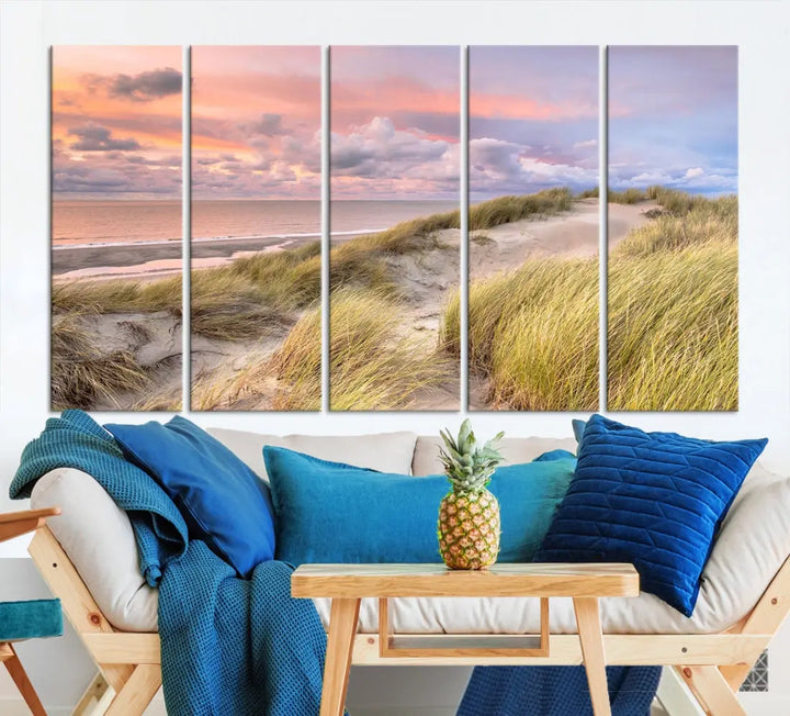 Ocean Beach Wall Art Canvas Print Sunset Artwork Print Coastal Wall Art