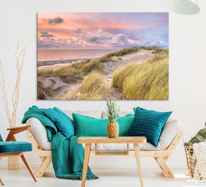 Ocean Beach Wall Art Canvas Print Sunset Artwork Print Coastal Wall Art