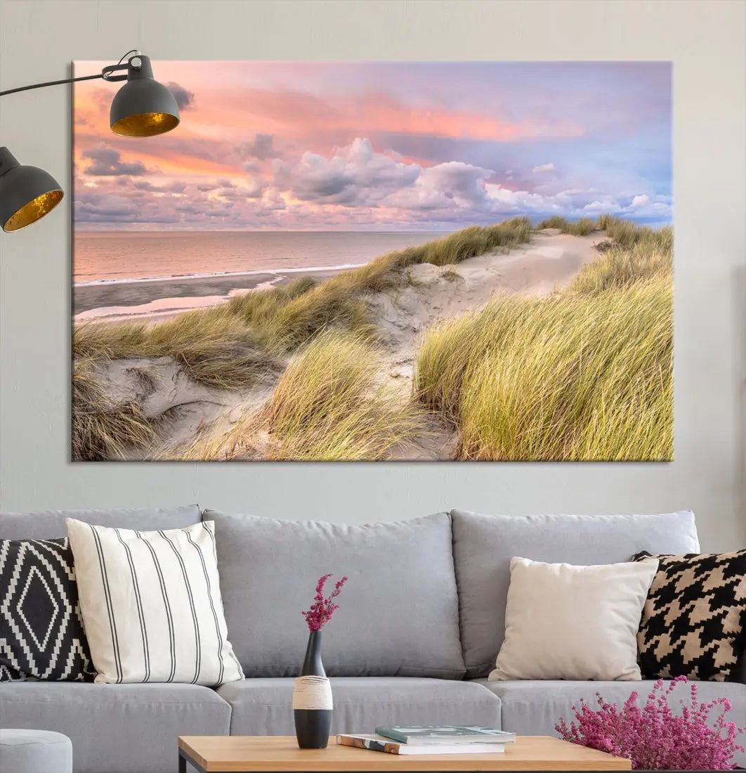 Ocean Beach Wall Art Canvas Print Sunset Artwork Print Coastal Wall Art