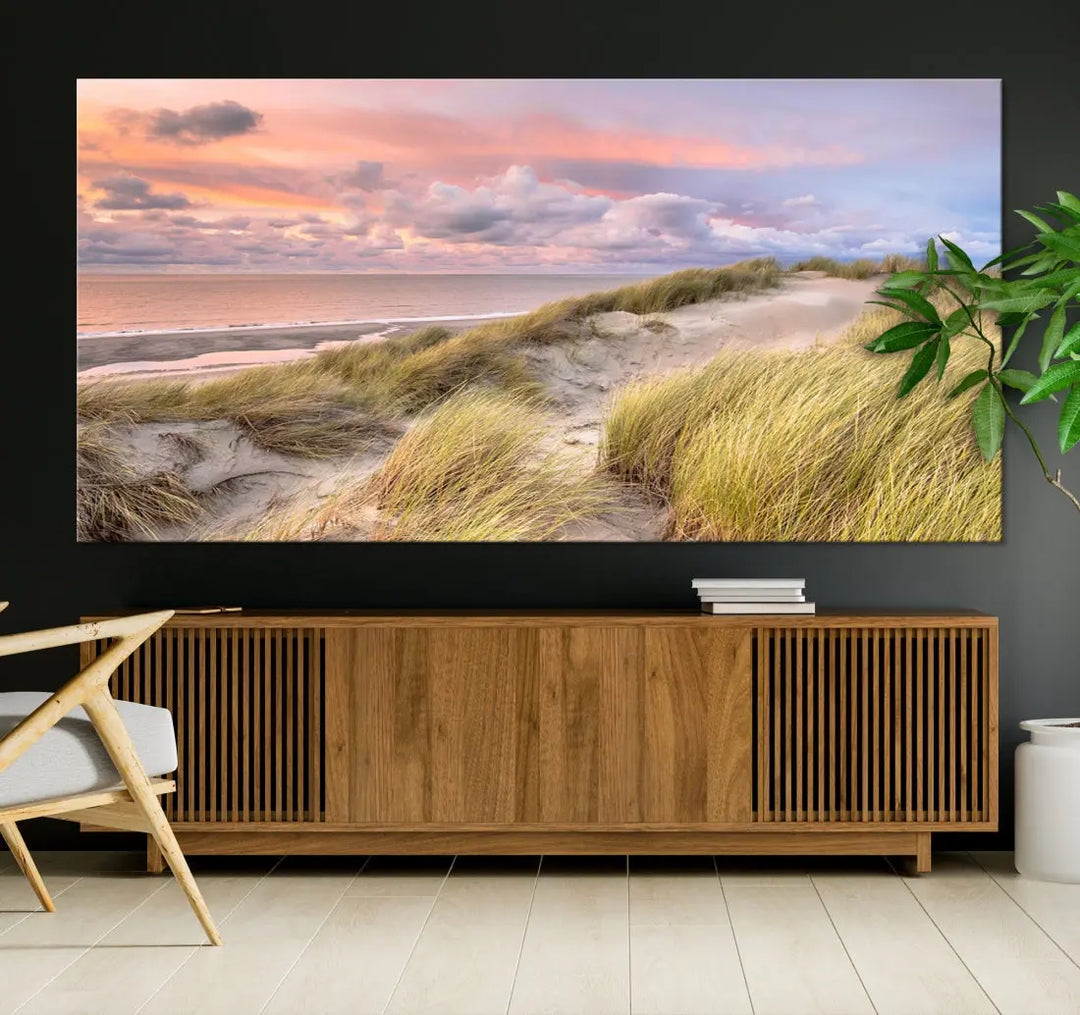 Ocean Beach Wall Art Canvas Print Sunset Artwork Print Coastal Wall Art