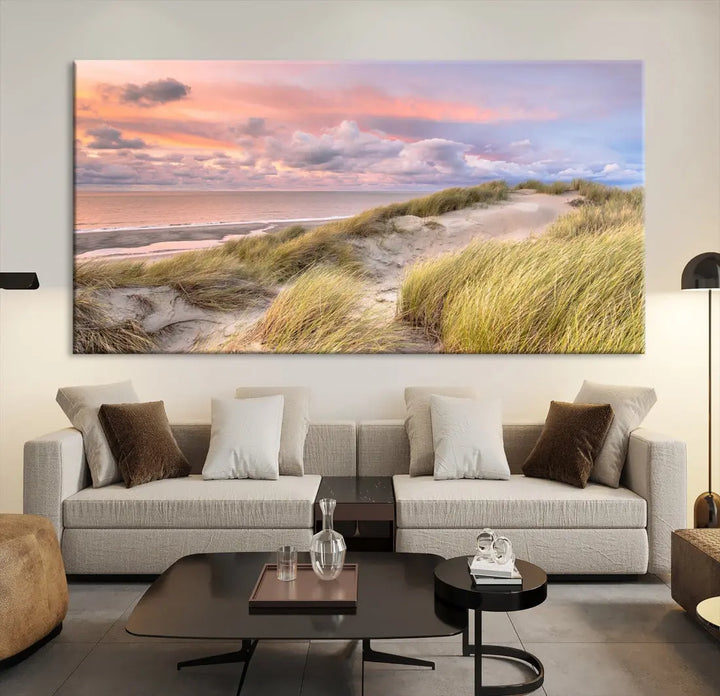 Ocean Beach Wall Art Canvas Print Sunset Artwork Print Coastal Wall Art