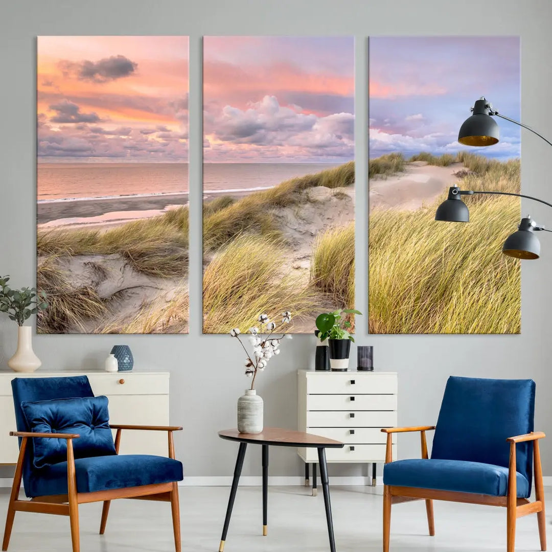 Ocean Beach Wall Art Canvas Print Sunset Artwork Print Coastal Wall Art