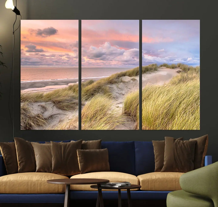 Ocean Beach Wall Art Canvas Print Sunset Artwork Print Coastal Wall Art