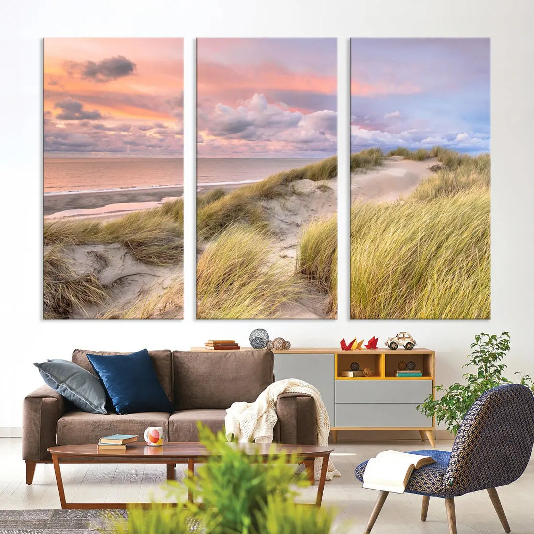 Ocean Beach Wall Art Canvas Print Sunset Artwork Print Coastal Wall Art