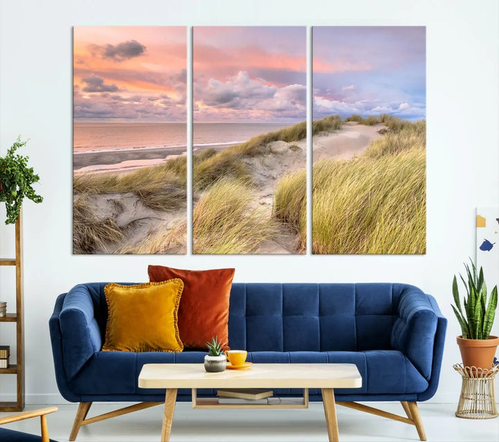 Ocean Beach Wall Art Canvas Print Sunset Artwork Print Coastal Wall Art