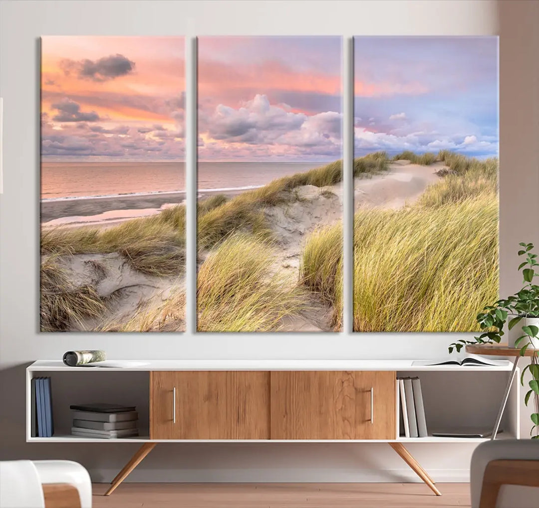 Ocean Beach Wall Art Canvas Print Sunset Artwork Print Coastal Wall Art