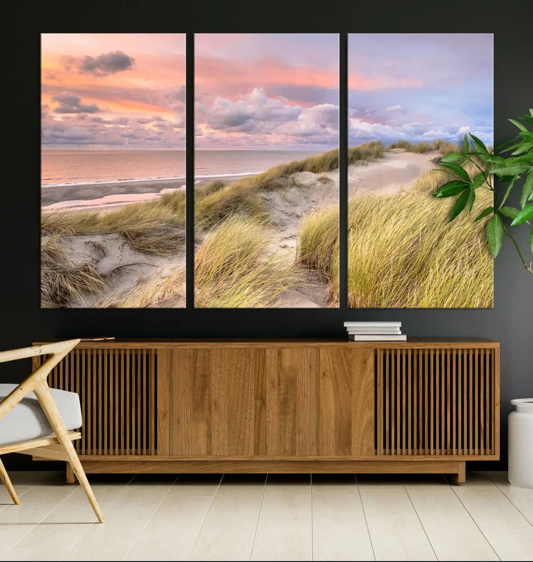 Ocean Beach Wall Art Canvas Print Sunset Artwork Print Coastal Wall Art