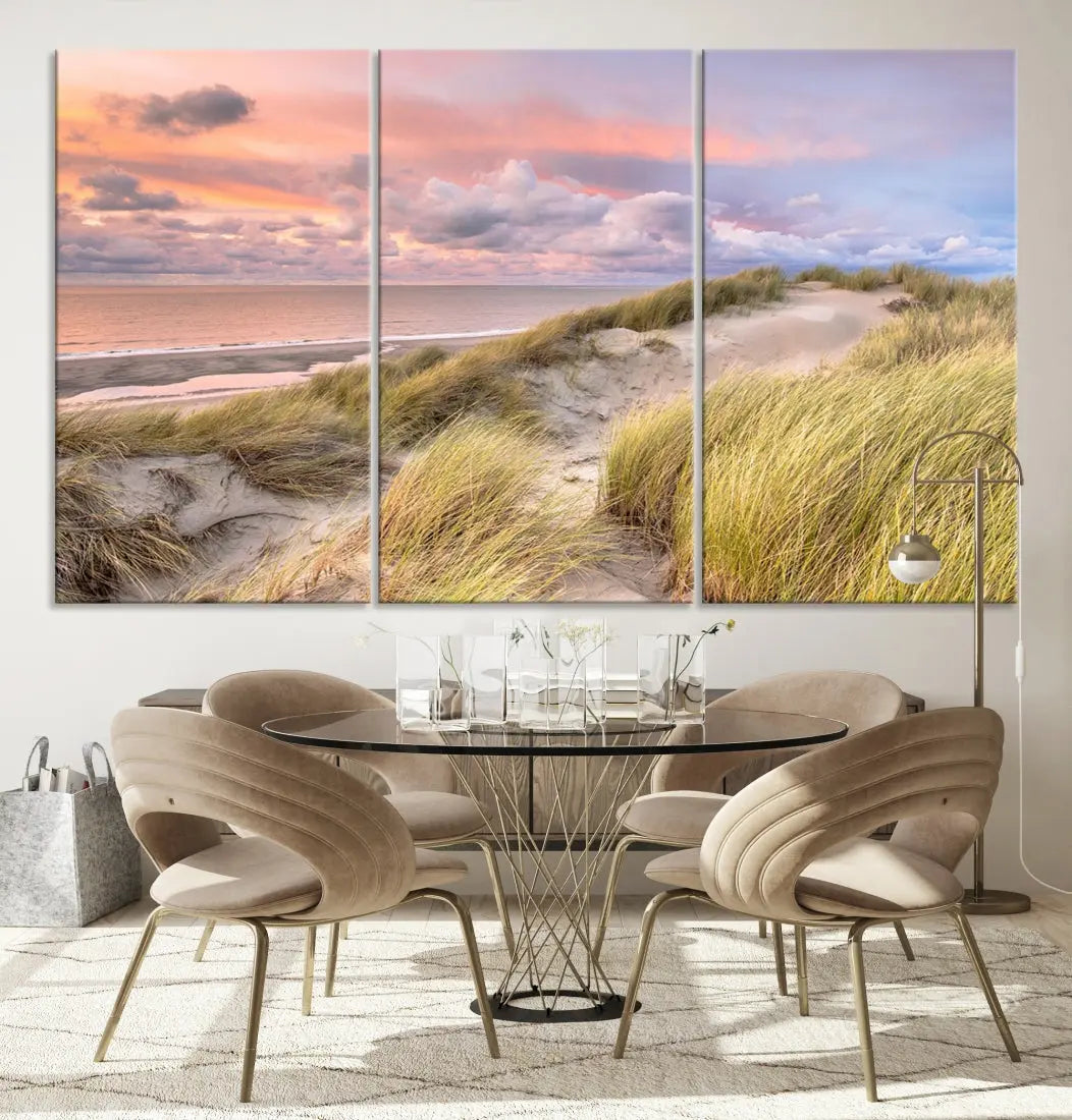 Ocean Beach Wall Art Canvas Print Sunset Artwork Print Coastal Wall Art