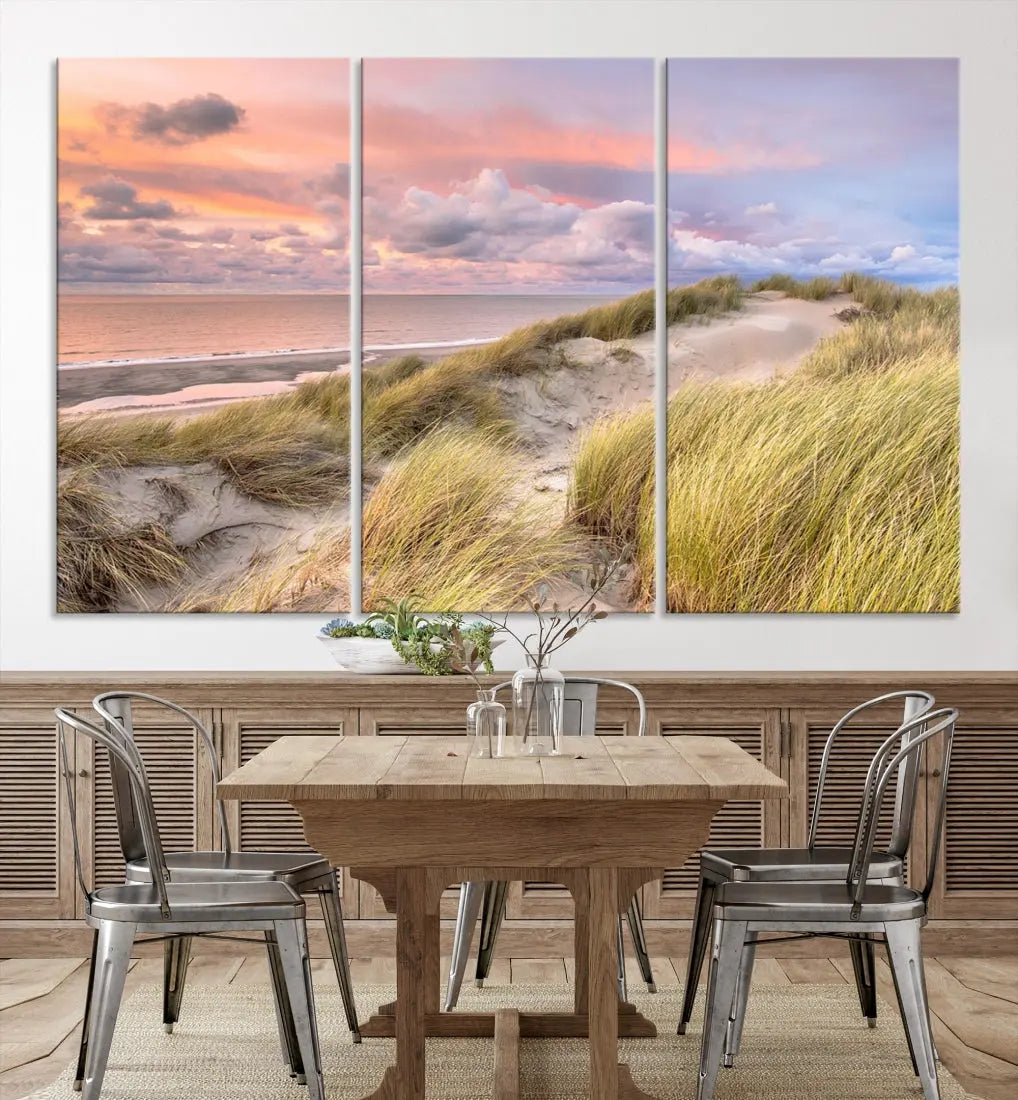 Ocean Beach Wall Art Canvas Print Sunset Artwork Print Coastal Wall Art