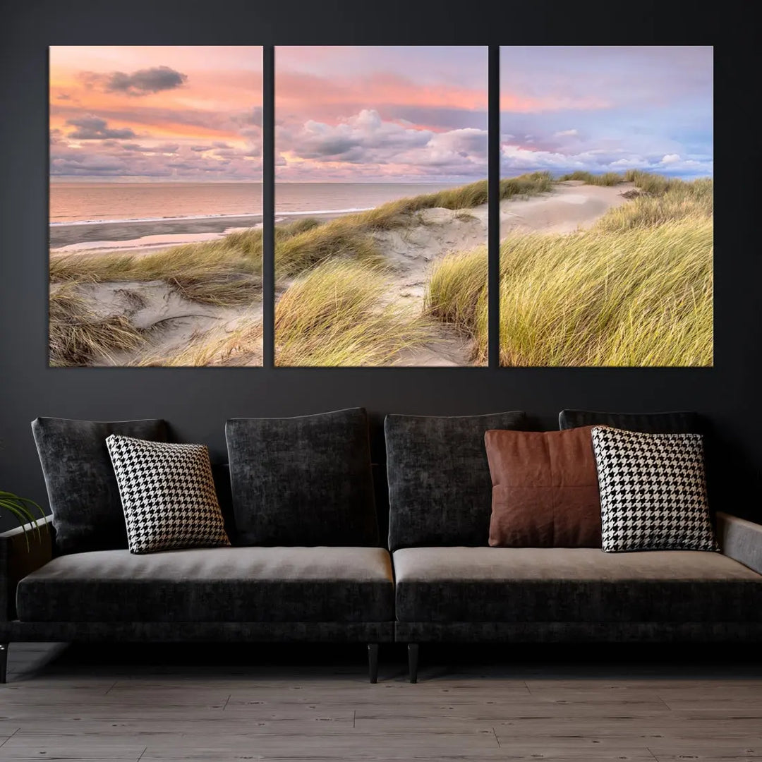 Ocean Beach Wall Art Canvas Print Sunset Artwork Print Coastal Wall Art