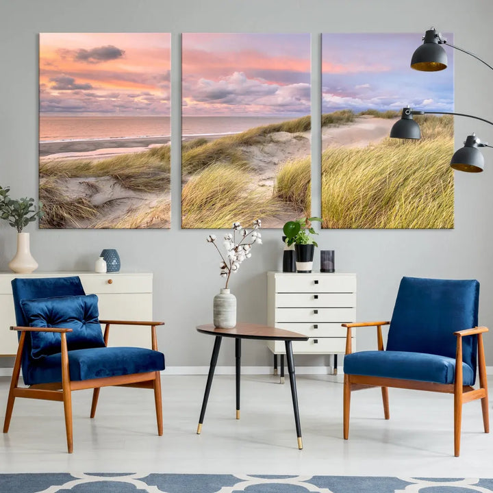 Ocean Beach Wall Art Canvas Print Sunset Artwork Print Coastal Wall Art