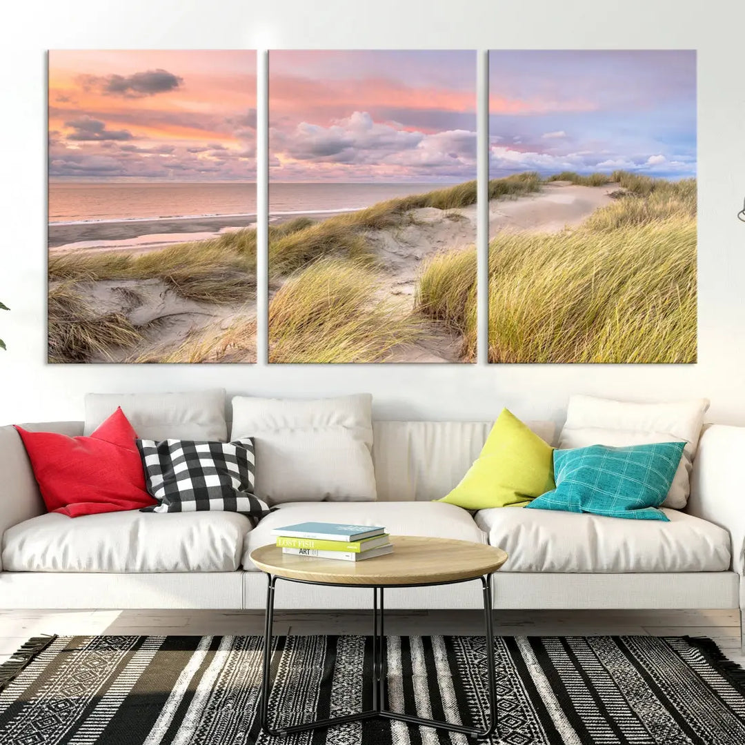 Ocean Beach Wall Art Canvas Print Sunset Artwork Print Coastal Wall Art