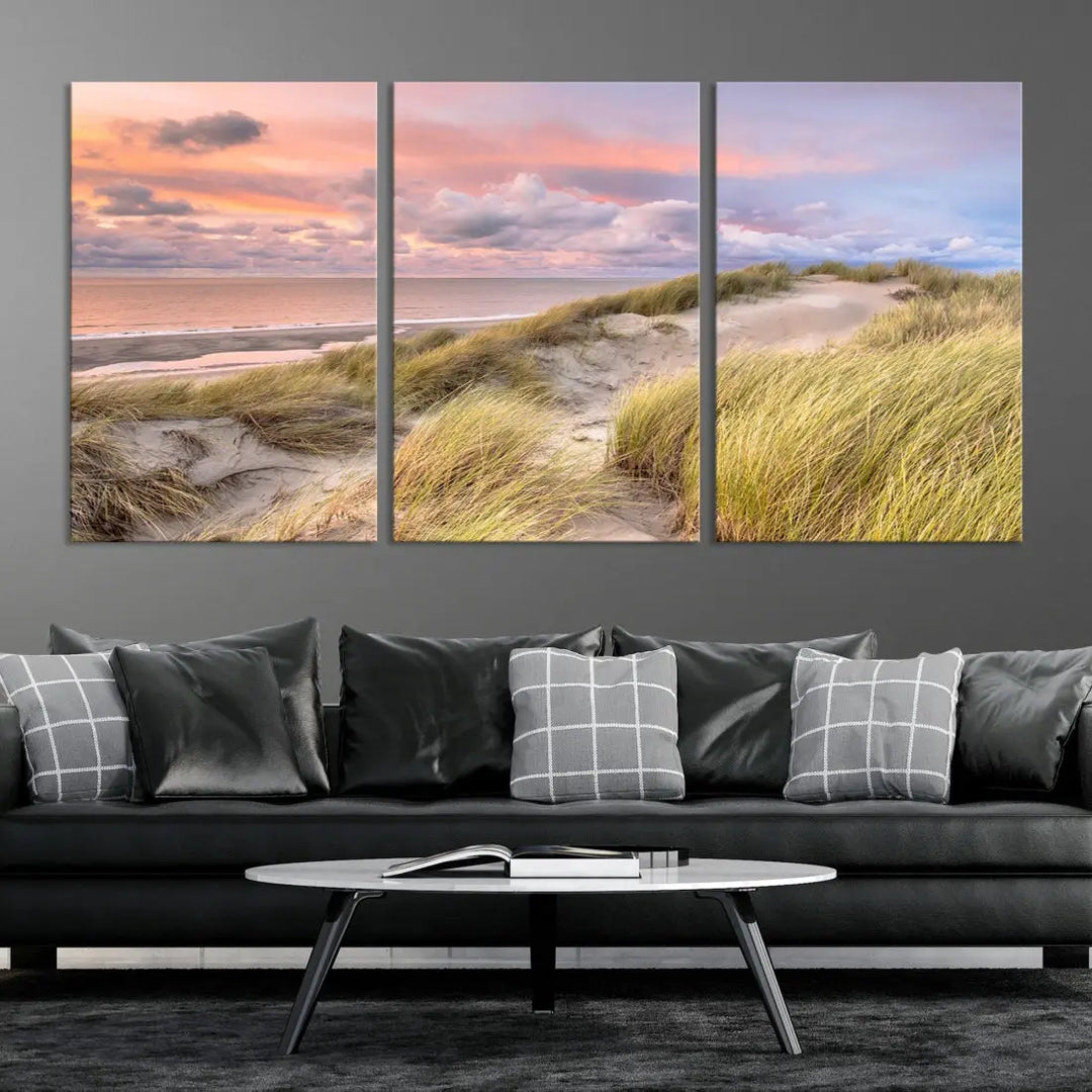 Ocean Beach Wall Art Canvas Print Sunset Artwork Print Coastal Wall Art