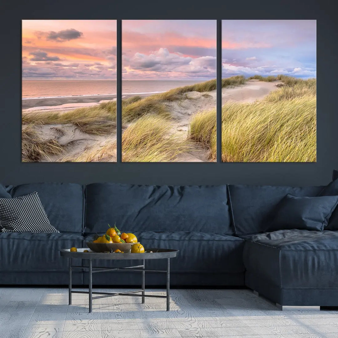 Ocean Beach Wall Art Canvas Print Sunset Artwork Print Coastal Wall Art