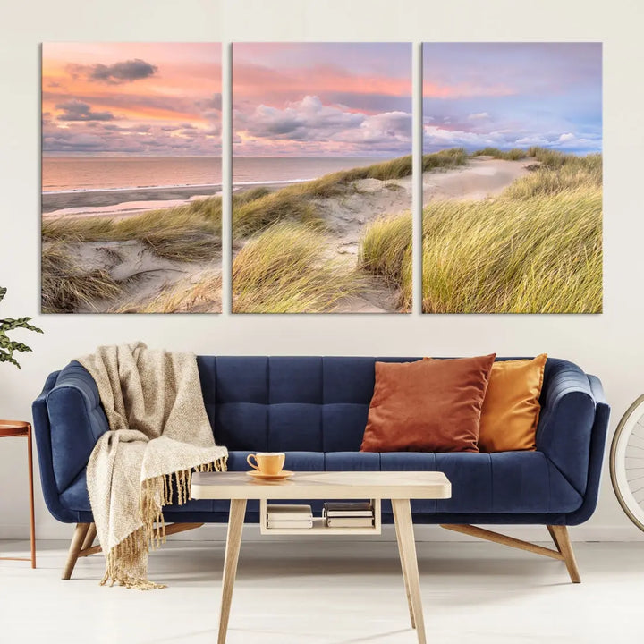 Ocean Beach Wall Art Canvas Print Sunset Artwork Print Coastal Wall Art