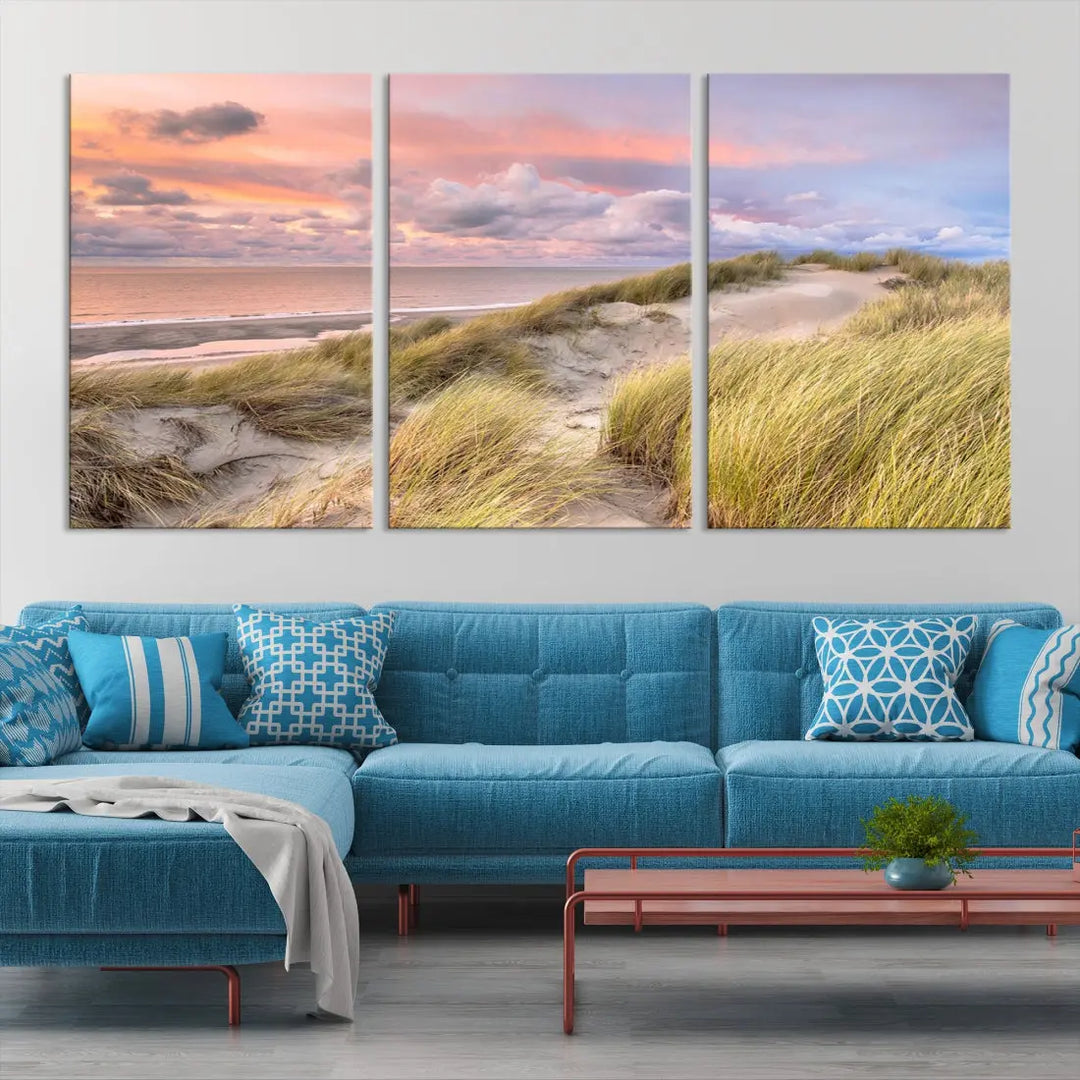 Ocean Beach Wall Art Canvas Print Sunset Artwork Print Coastal Wall Art