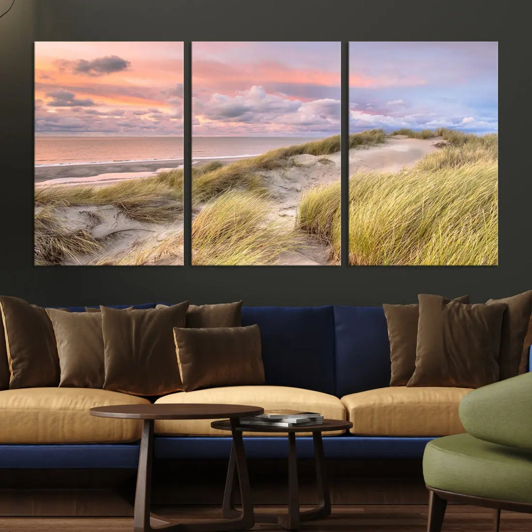 Ocean Beach Wall Art Canvas Print Sunset Artwork Print Coastal Wall Art