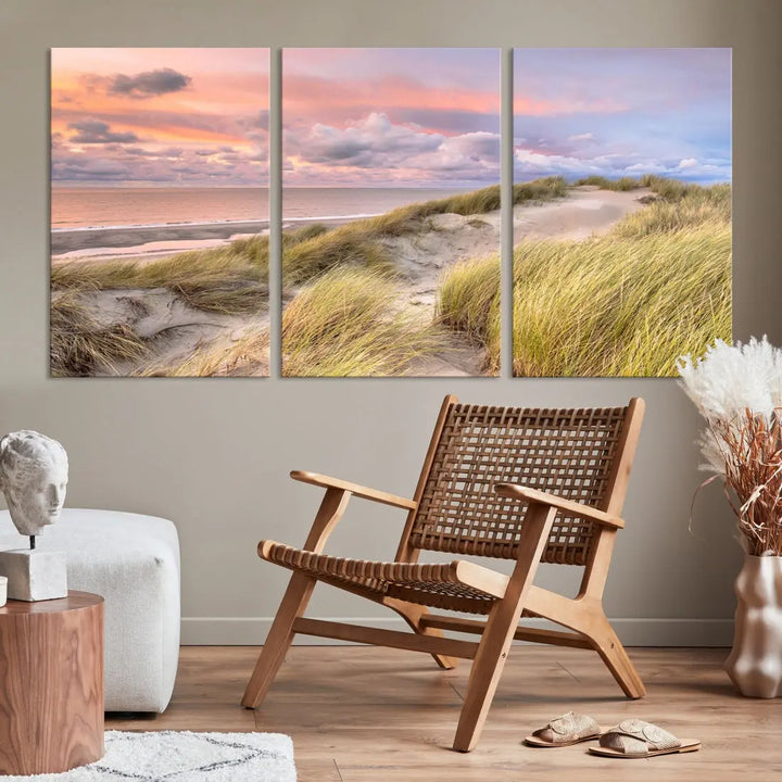 Ocean Beach Wall Art Canvas Print Sunset Artwork Print Coastal Wall Art