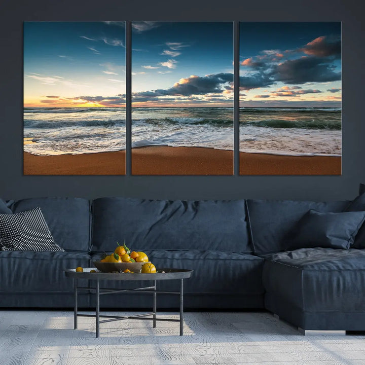 Ocean Beach Wall Art Canvas Print Sunset Artwork Print Coastal Wall Art