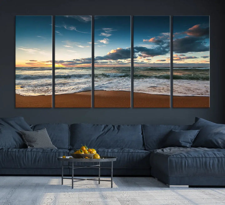 Ocean Beach Wall Art Canvas Print Sunset Artwork Print Coastal Wall Art