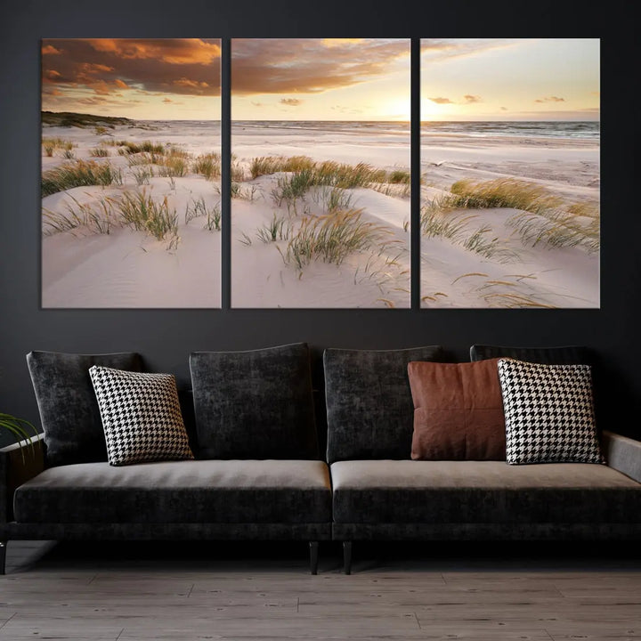 Ocean Beach Wall Art Canvas Print Sunset Artwork Print Coastal Wall Art