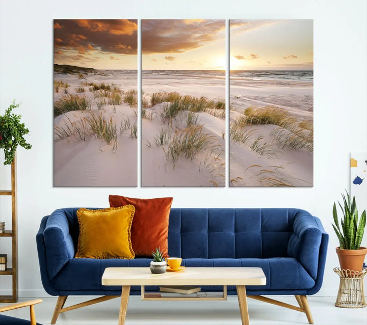 Ocean Beach Wall Art Canvas Print Sunset Artwork Print Coastal Wall Art