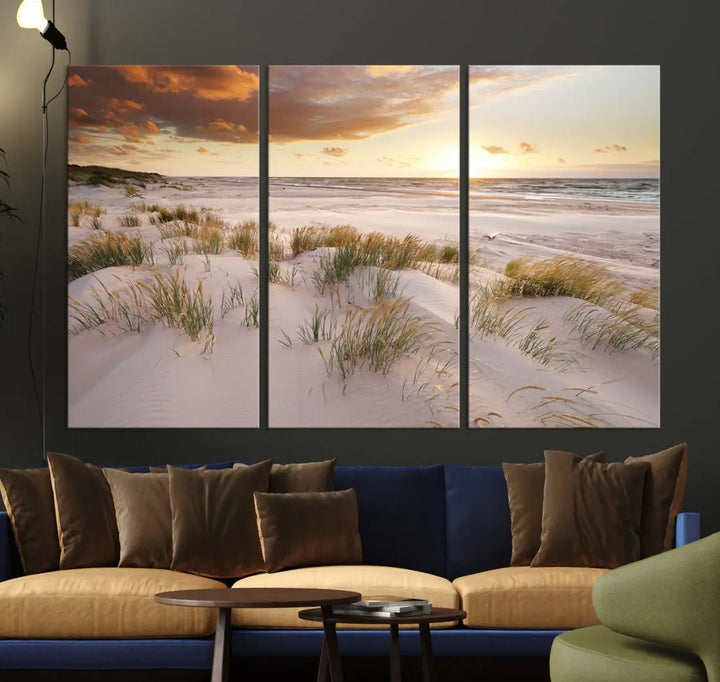 Ocean Beach Wall Art Canvas Print Sunset Artwork Print Coastal Wall Art