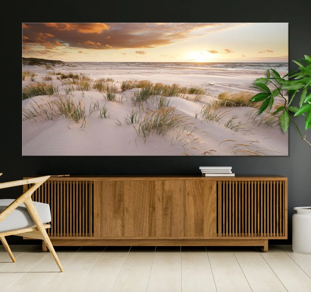 Ocean Beach Wall Art Canvas Print Sunset Artwork Print Coastal Wall Art