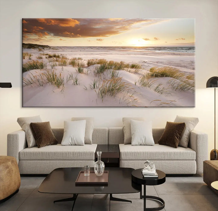 Ocean Beach Wall Art Canvas Print Sunset Artwork Print Coastal Wall Art