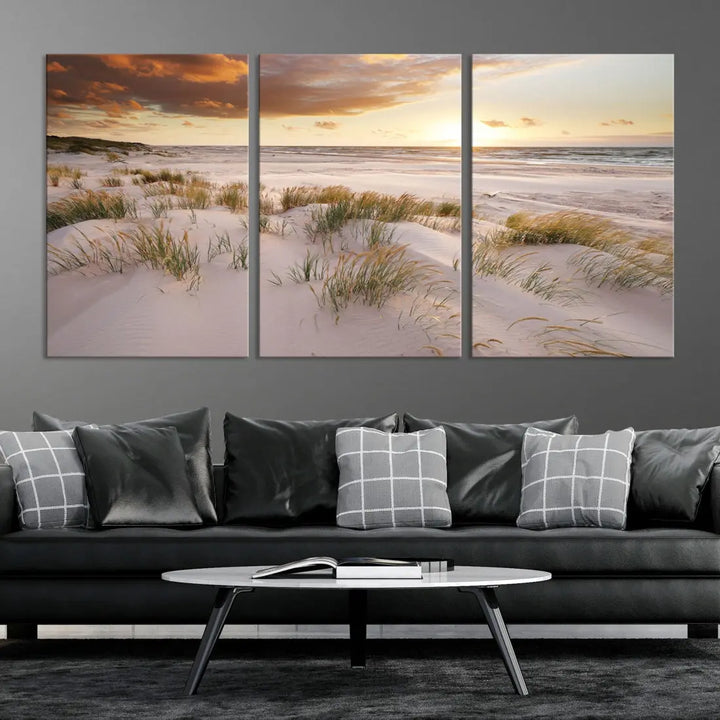 Ocean Beach Wall Art Canvas Print Sunset Artwork Print Coastal Wall Art