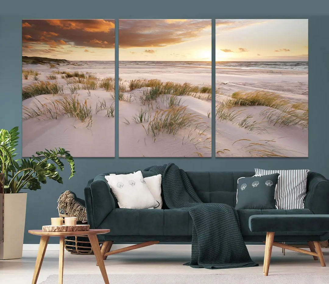 Ocean Beach Wall Art Canvas Print Sunset Artwork Print Coastal Wall Art