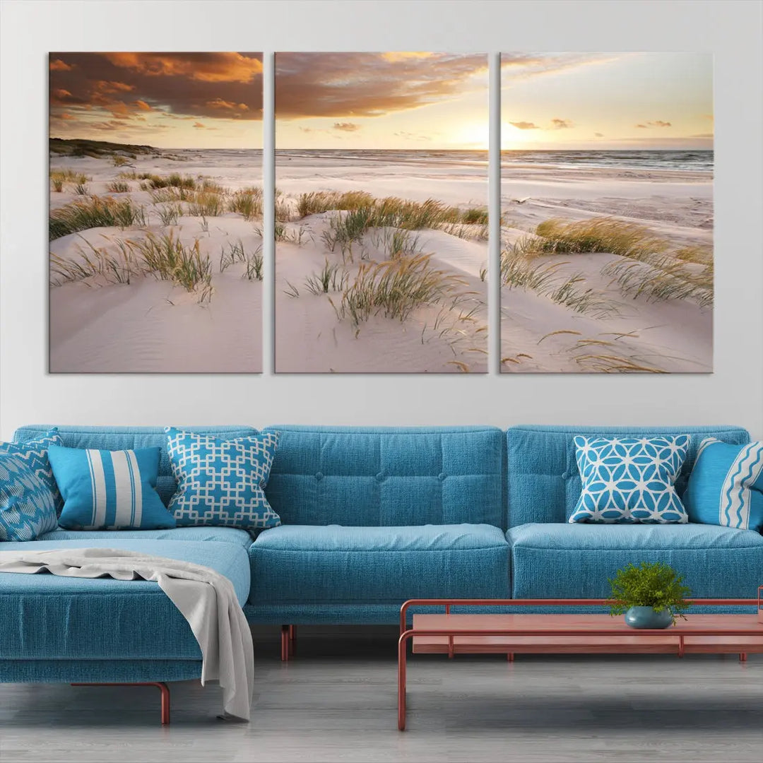 Ocean Beach Wall Art Canvas Print Sunset Artwork Print Coastal Wall Art