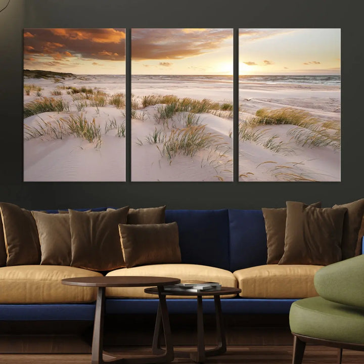 Ocean Beach Wall Art Canvas Print Sunset Artwork Print Coastal Wall Art