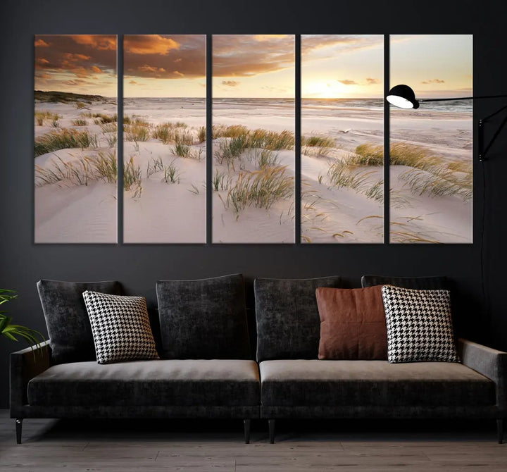 Ocean Beach Wall Art Canvas Print Sunset Artwork Print Coastal Wall Art