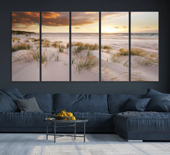 Ocean Beach Wall Art Canvas Print Sunset Artwork Print Coastal Wall Art