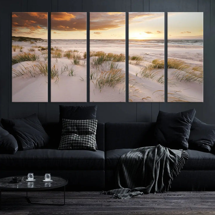 Ocean Beach Wall Art Canvas Print Sunset Artwork Print Coastal Wall Art