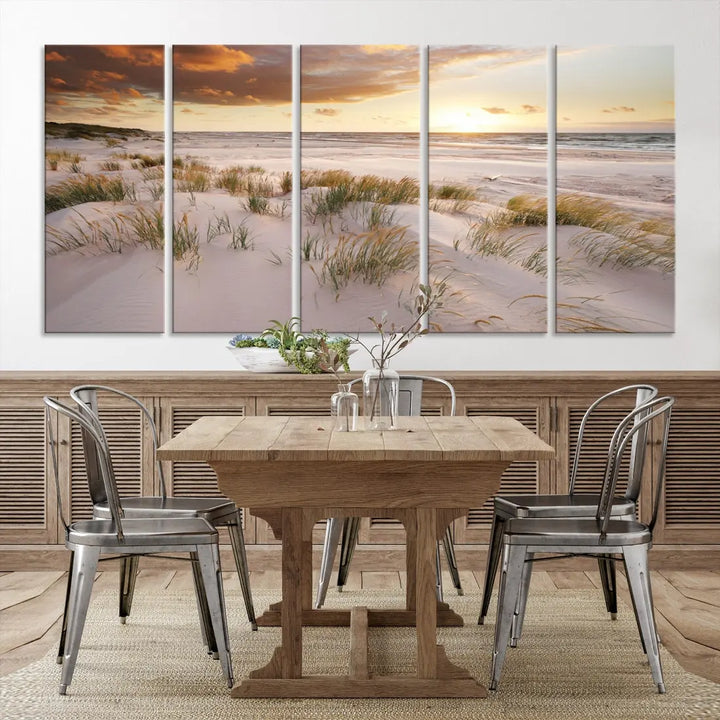 Ocean Beach Wall Art Canvas Print Sunset Artwork Print Coastal Wall Art