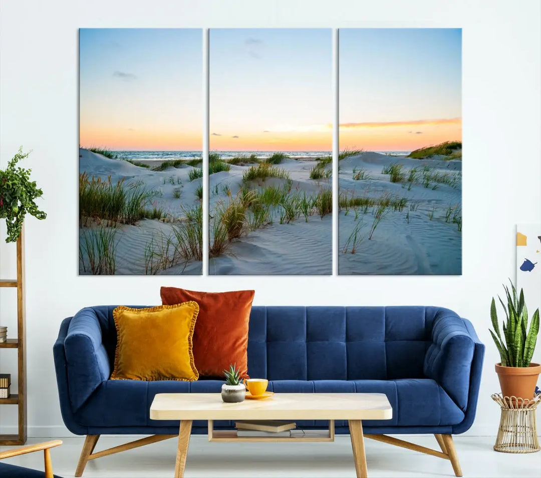 Ocean Beach Wall Art Canvas Print Sunset Artwork Print Coastal Wall Art