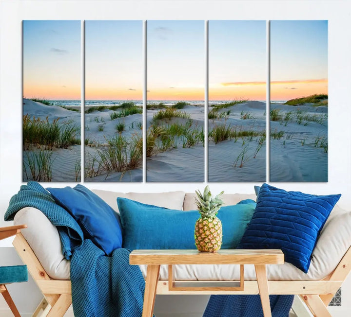 Ocean Beach Wall Art Canvas Print Sunset Artwork Print Coastal Wall Art