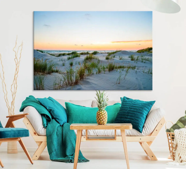 Ocean Beach Wall Art Canvas Print Sunset Artwork Print Coastal Wall Art