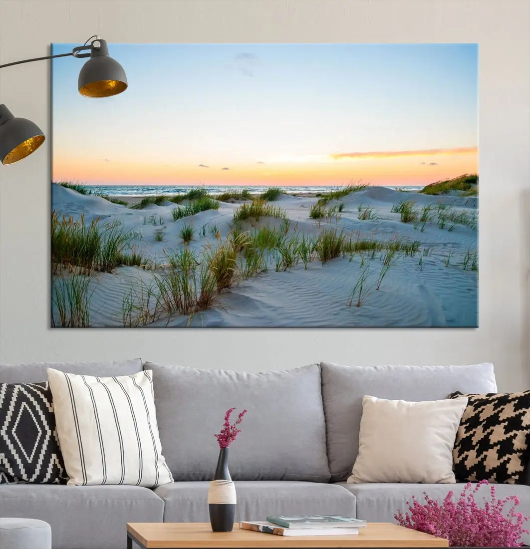 Ocean Beach Wall Art Canvas Print Sunset Artwork Print Coastal Wall Art