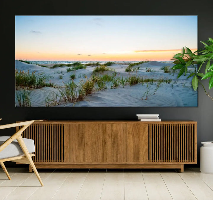 Ocean Beach Wall Art Canvas Print Sunset Artwork Print Coastal Wall Art