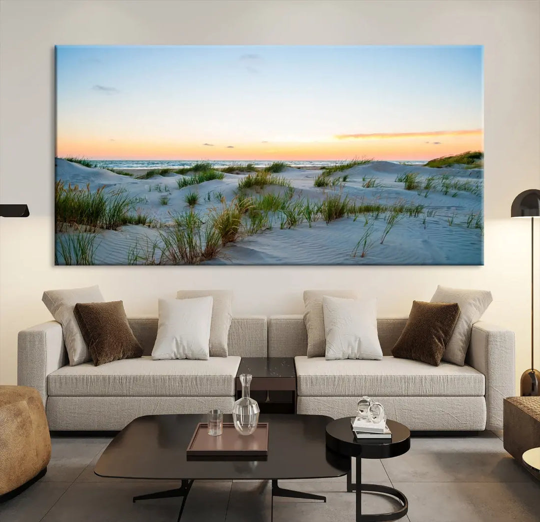 Ocean Beach Wall Art Canvas Print Sunset Artwork Print Coastal Wall Art