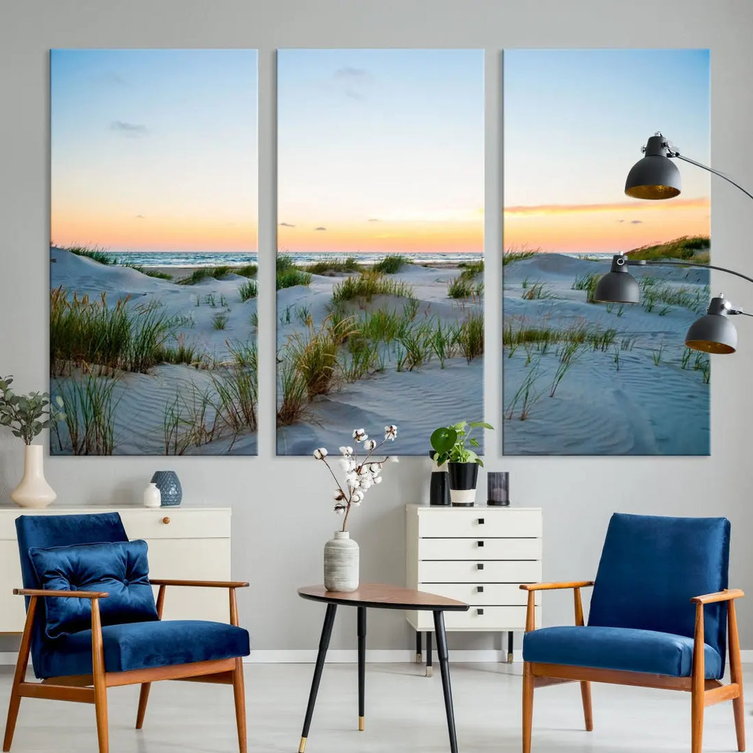 Ocean Beach Wall Art Canvas Print Sunset Artwork Print Coastal Wall Art