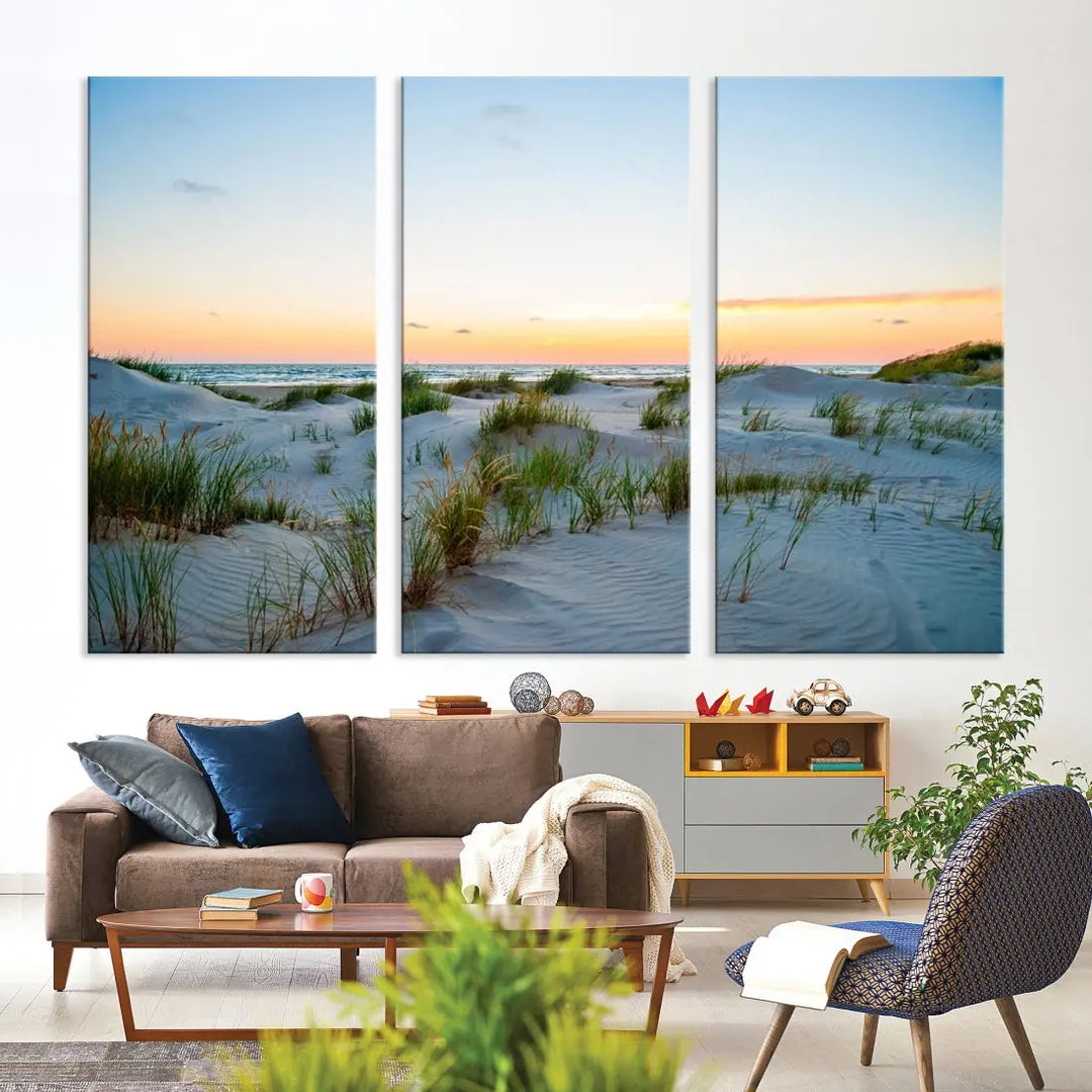 Ocean Beach Wall Art Canvas Print Sunset Artwork Print Coastal Wall Art