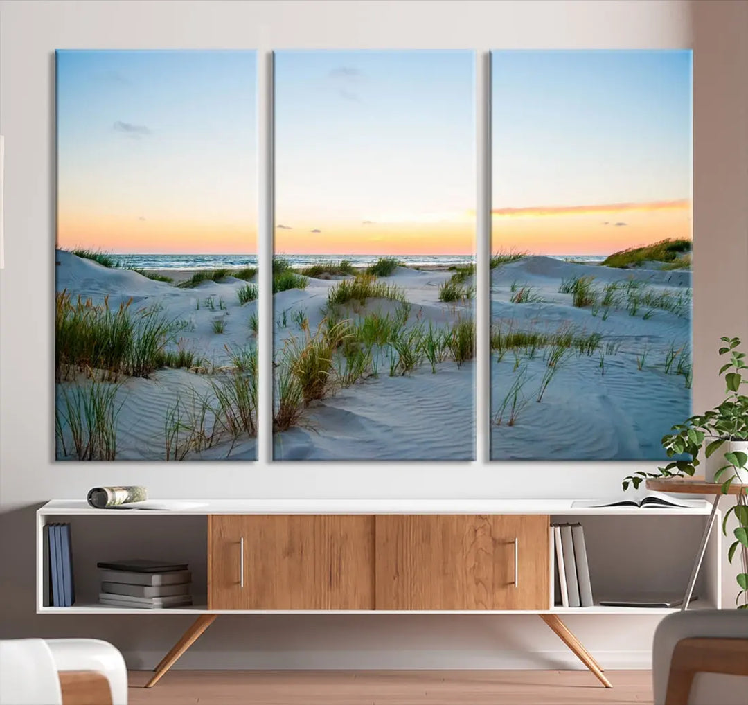 Ocean Beach Wall Art Canvas Print Sunset Artwork Print Coastal Wall Art