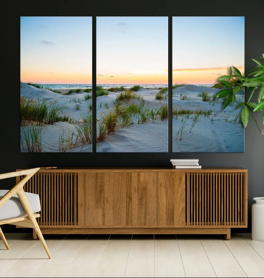 Ocean Beach Wall Art Canvas Print Sunset Artwork Print Coastal Wall Art